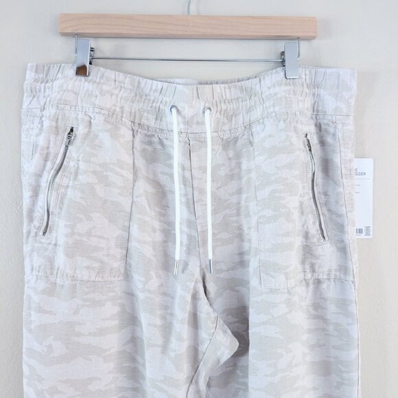 NWT Athleta Light Camo Cabo Tide Linen Jogger Pants Sz 16 Zip Pockets Activewear - Picture 2 of 11